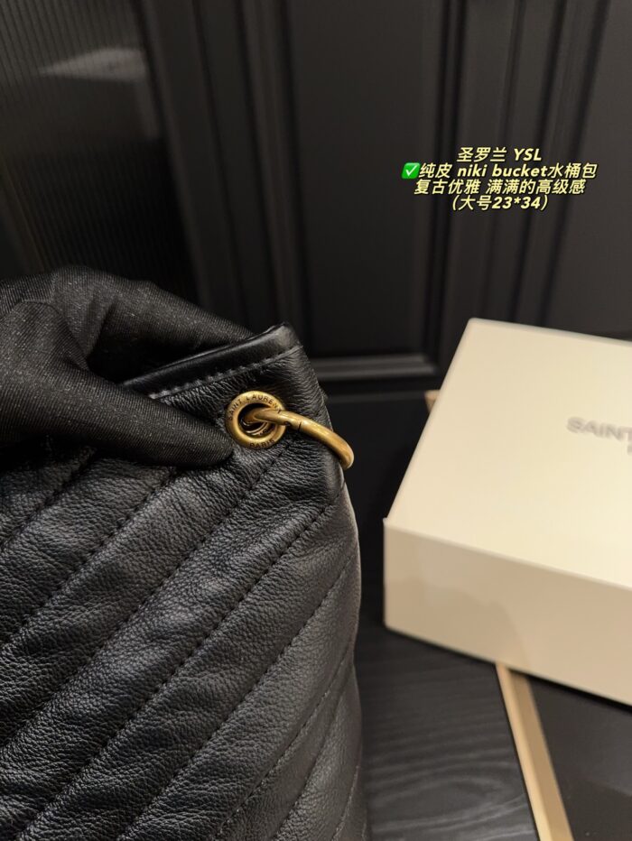 Yves Saint Laurent Niki Bucket Genuine Leather Bag Retro Elegance Impressive Capacity Effortlessly Versatile For Both Casual And Formal Wear - Image 5