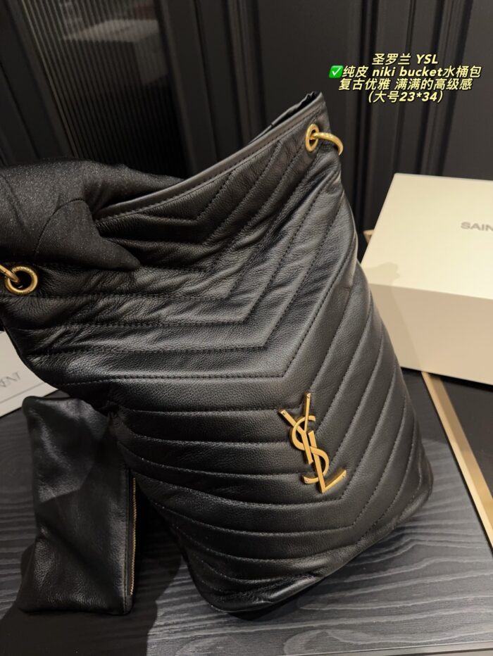 Yves Saint Laurent Niki Bucket Genuine Leather Bag Retro Elegance Impressive Capacity Effortlessly Versatile For Both Casual And Formal Wear - Image 8