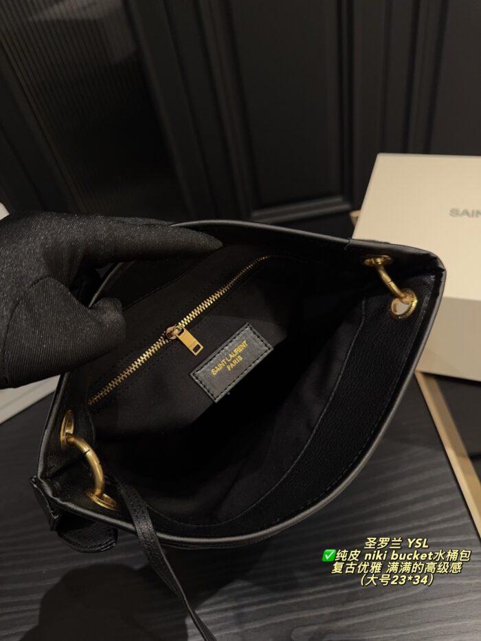 Yves Saint Laurent Niki Bucket Genuine Leather Bag Retro Elegance Impressive Capacity Effortlessly Versatile For Both Casual And Formal Wear - Image 9