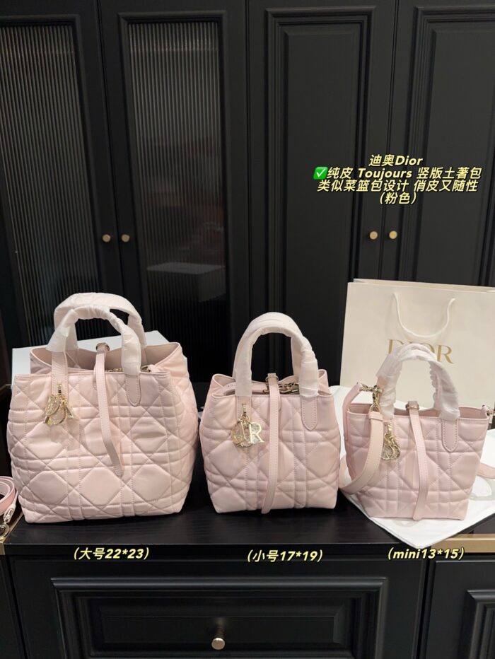 Dior Toujours Vertical Native Bag Genuine Leather Basket Bag Design Adjustable Shoulder Strap Portable - Image 13