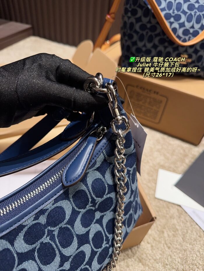 Coach Juliet Upgraded Denim Shoulder Bag Stylish, Elegant And Versatile - Image 9