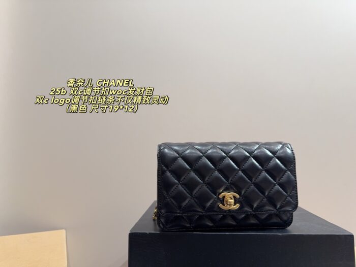 Chanel 25B Double C Adjustable Buckle Woc Fortune Bag - Lambskin With Adjustable Chain, Multiple Card Slots And Compartments - Image 10