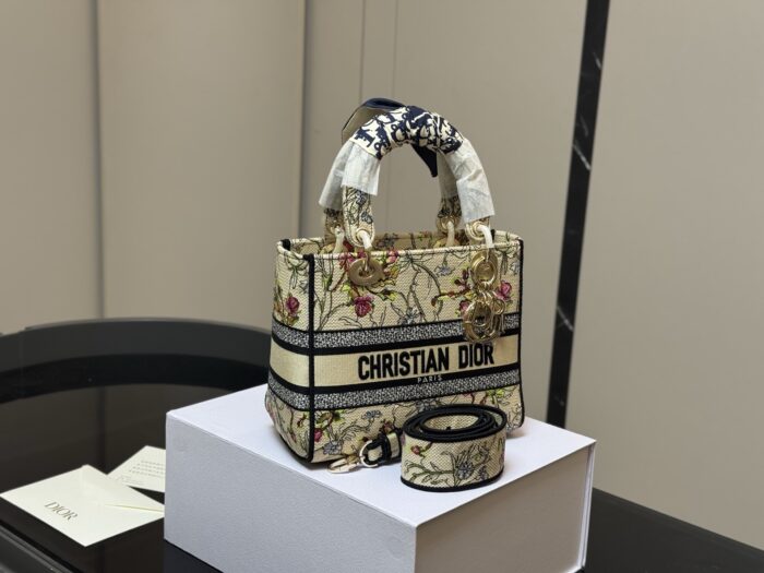 Dior Embroidered Lady Dior Bag Embroidered Wide Shoulder Strap Modern, Casual Elegance - Image 1