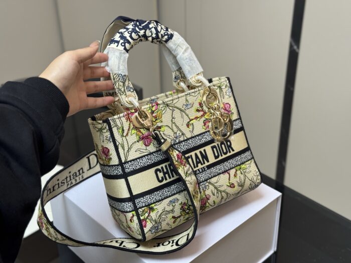Dior Embroidered Lady Dior Bag Embroidered Wide Shoulder Strap Modern, Casual Elegance - Image 5