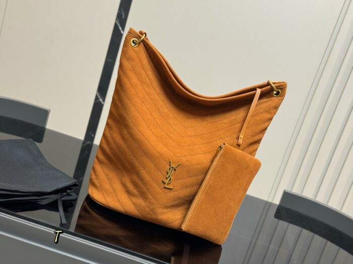 Yves Saint Laurent Niki Supple Bucket Suede Bag Cognac Brown Autumn Edition - Image 2