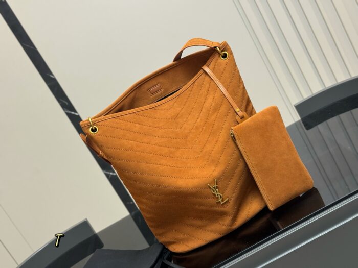 Yves Saint Laurent Niki Supple Bucket Suede Bag Cognac Brown Autumn Edition - Image 3