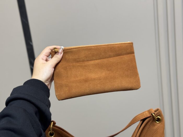 Yves Saint Laurent Niki Supple Bucket Suede Bag Cognac Brown Autumn Edition - Image 4