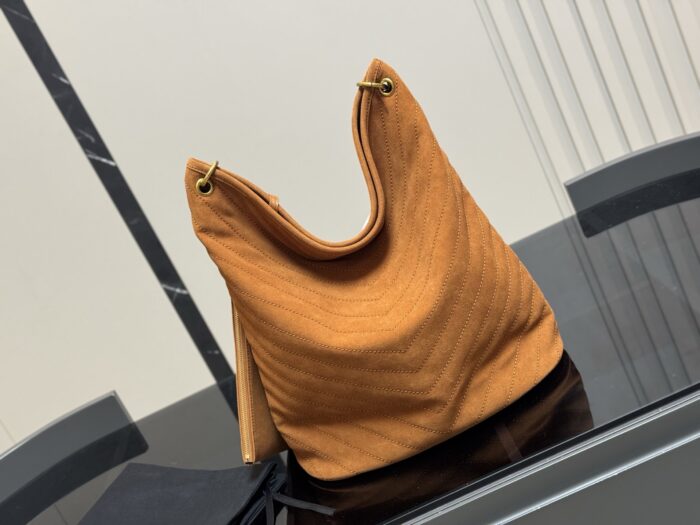 Yves Saint Laurent Niki Supple Bucket Suede Bag Cognac Brown Autumn Edition - Image 8