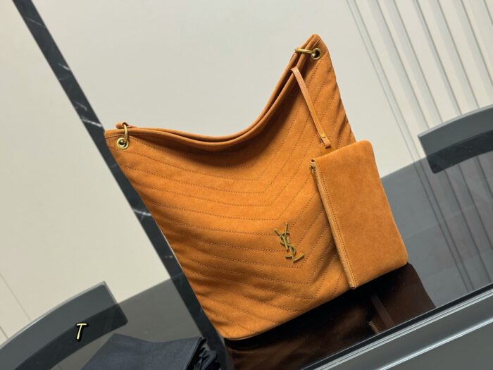 Yves Saint Laurent Niki Supple Bucket Suede Bag Cognac Brown Autumn Edition - Image 10