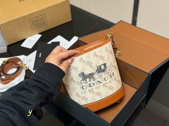 Coach Mini Carriage Bucket Bag Handheld, Single-Strap, Crossbody Adorable, Petite-Friendly Delight - Image 2