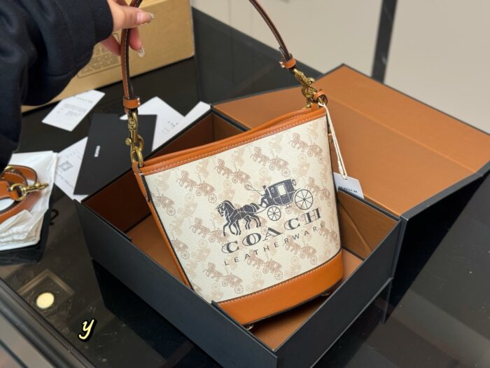 Coach Mini Carriage Bucket Bag Handheld, Single-Strap, Crossbody Adorable, Petite-Friendly Delight - Image 9