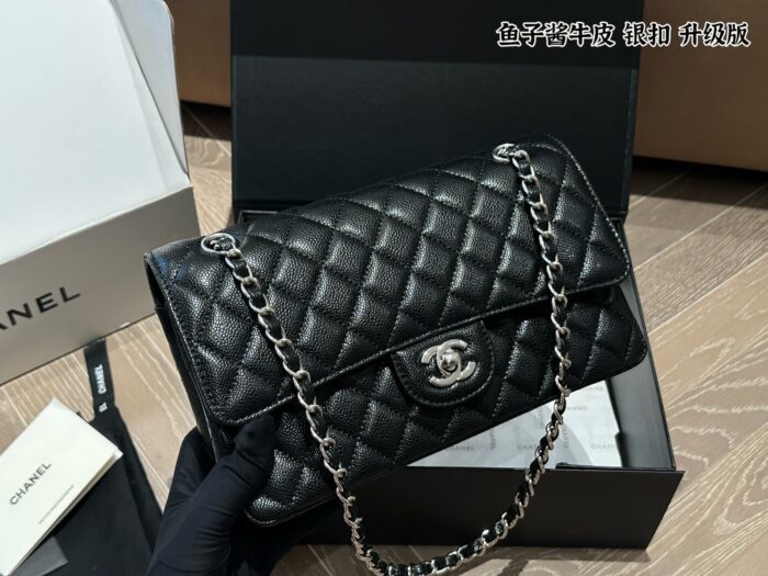 Chanel Cf Series Upgraded Edition Small Grained Calfskin Leather Silver Buckle Bag Complete With Full Packaging - Image 6
