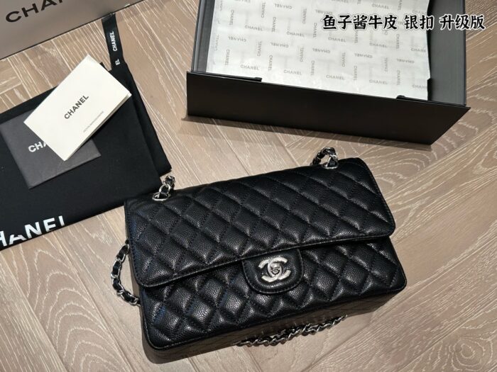 Chanel Cf Series Upgraded Edition Small Grained Calfskin Leather Silver Buckle Bag Complete With Full Packaging - Image 9