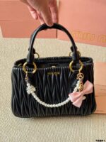 Miu Miu Pendant Pleated Bowling Bag Handheld Versatile, Stylish And Photogenic - Image 3