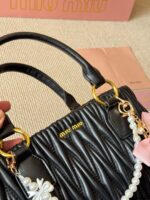 Miu Miu Pendant Pleated Bowling Bag Handheld Versatile, Stylish And Photogenic - Image 4