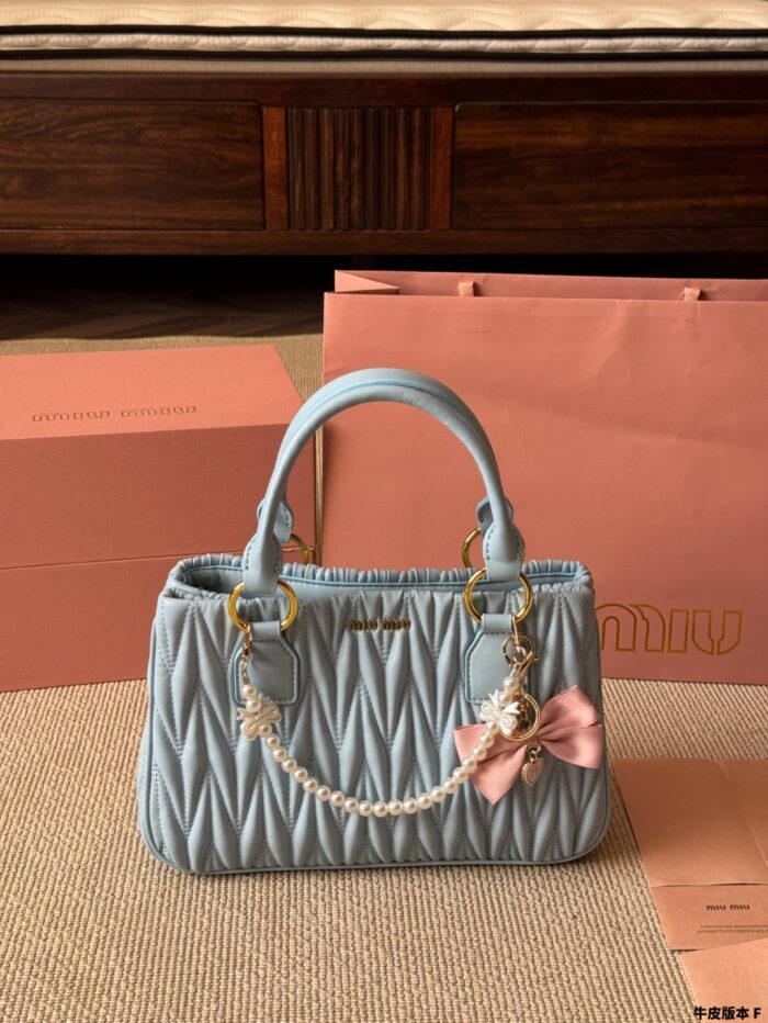 Miu Miu Pendant Pleated Bowling Bag Handheld Versatile, Stylish And Photogenic - Image 10