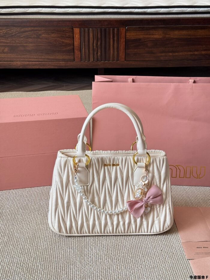 Miu Miu Pendant Pleated Bowling Bag Handheld Versatile, Stylish And Photogenic - Image 11