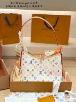 Louis Vuitton White Tri-Colour Carryall Small Size Can Be Worn Crossbody Or Over The Shoulder - Image 6