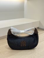 Mlb Crescent Bag Denim Ny Logo Underarm Bag