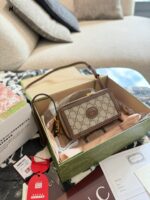 Gucci Gg Supreme Mini Box Bag Double G Monogram Canvas With Leather Trim Detachable Shoulder Strap Same Style As Xiao Zhan'S - Image 2