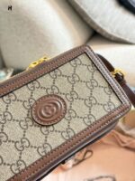 Gucci Gg Supreme Mini Box Bag Double G Monogram Canvas With Leather Trim Detachable Shoulder Strap Same Style As Xiao Zhan'S - Image 6