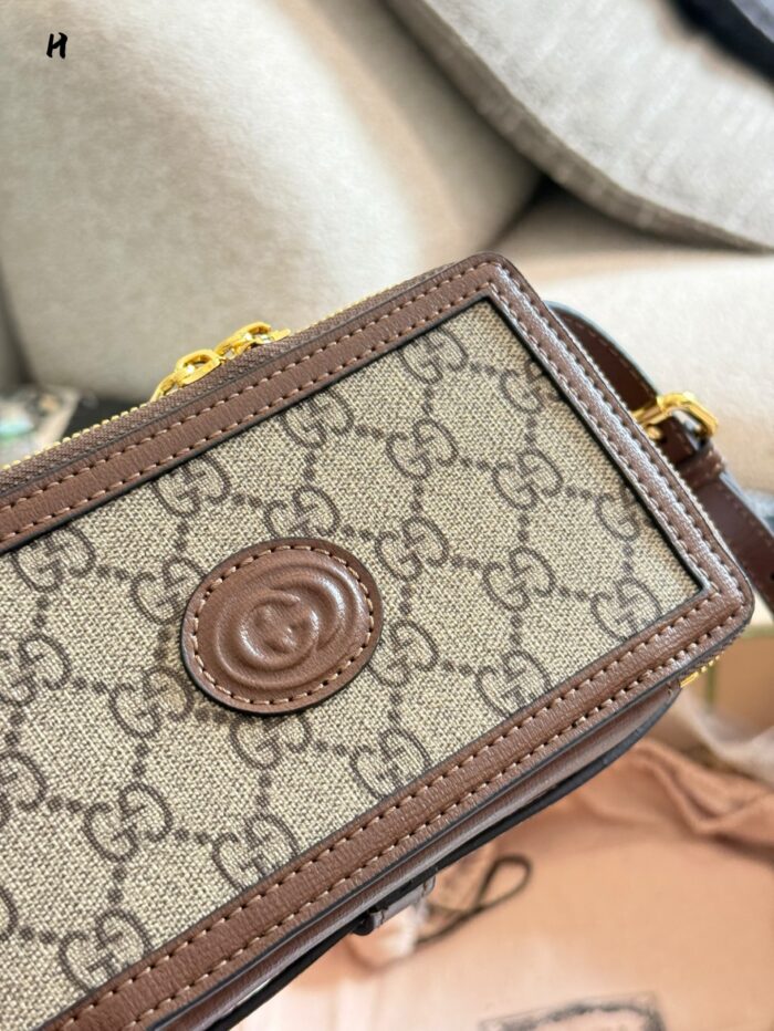 Gucci Gg Supreme Mini Box Bag Double G Monogram Canvas With Leather Trim Detachable Shoulder Strap Same Style As Xiao Zhan'S - Image 6