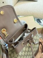 Gucci Ophidia Mini Backpack Gg Supreme Canvas Leather Trim Double G Metal Logo Red & Green Webbing Adjustable - Image 8