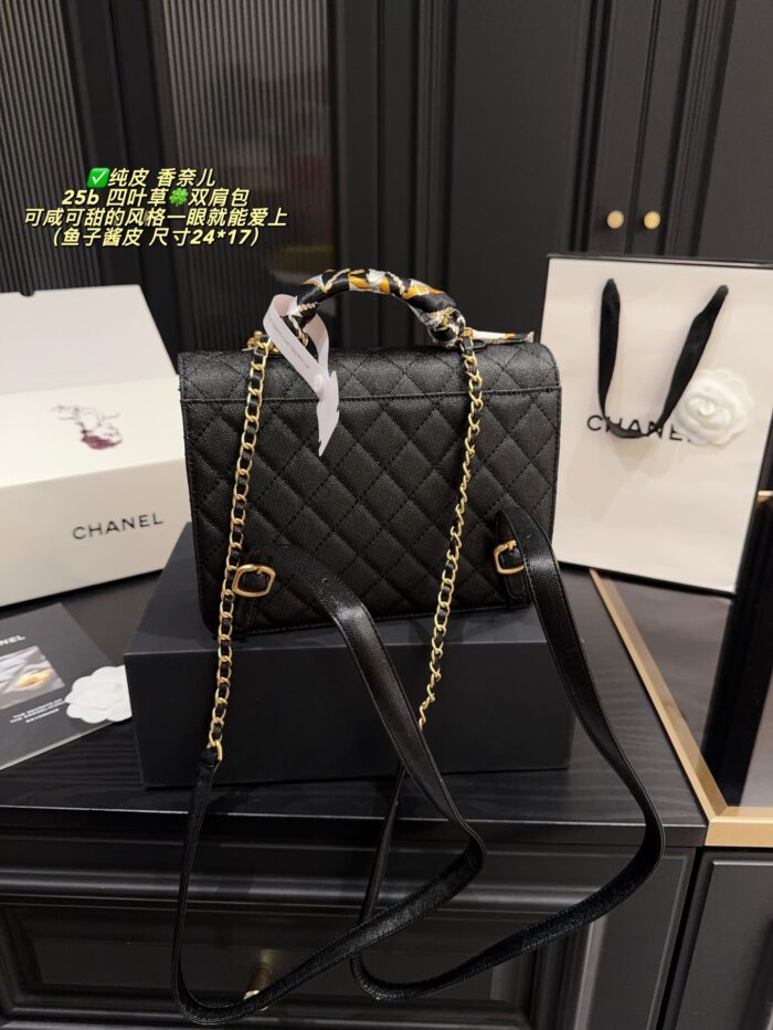 Chanel 25B Four-Leaf Clover Backpack Caviar Leather Versatile For Both Smart And Casual Looks - Image 2