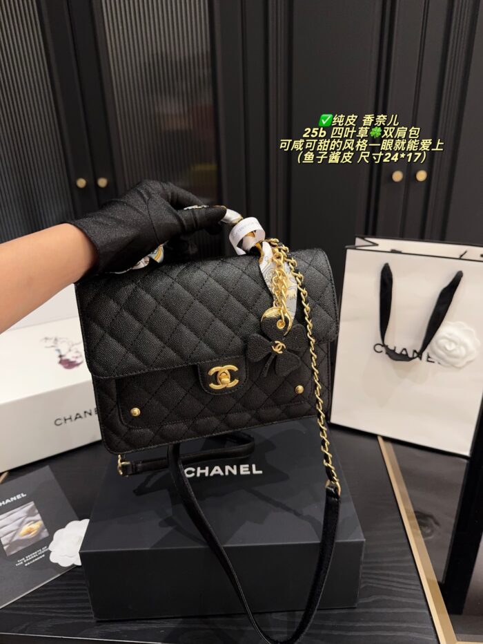Chanel 25B Four-Leaf Clover Backpack Caviar Leather Versatile For Both Smart And Casual Looks - Image 3