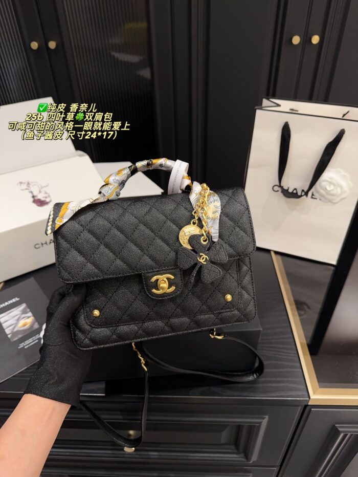 Chanel 25B Four-Leaf Clover Backpack Caviar Leather Versatile For Both Smart And Casual Looks - Image 8