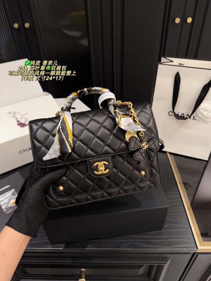 Chanel 25B Four-Leaf Clover Lambskin Backpack Stunningly Practical Versatile Style - Image 2