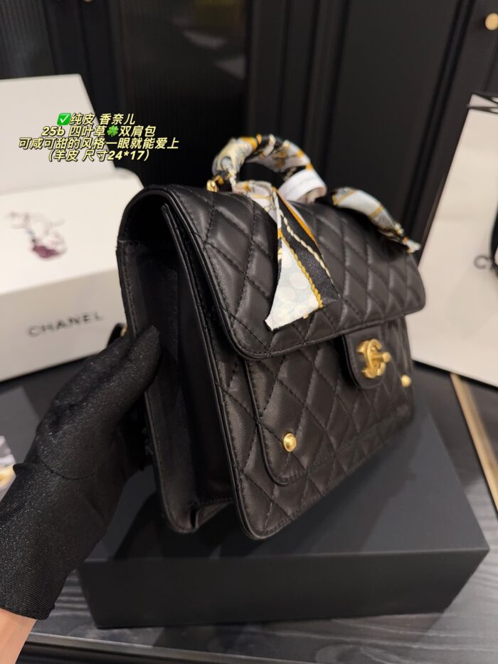 Chanel 25B Four-Leaf Clover Lambskin Backpack Stunningly Practical Versatile Style - Image 4