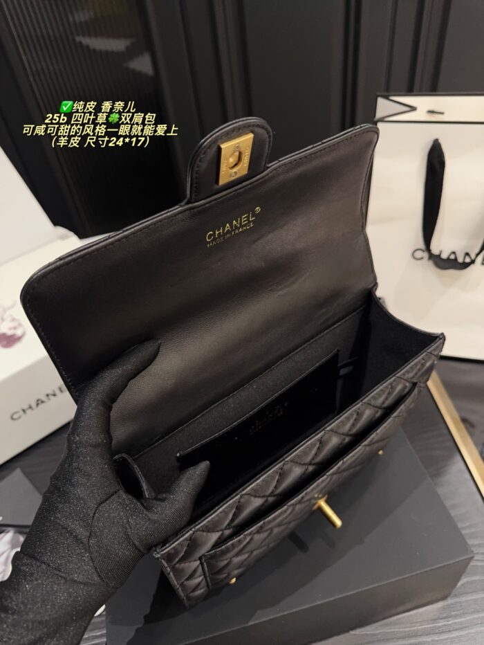 Chanel 25B Four-Leaf Clover Lambskin Backpack Stunningly Practical Versatile Style - Image 5