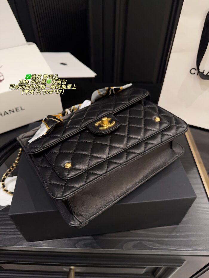 Chanel 25B Four-Leaf Clover Lambskin Backpack Stunningly Practical Versatile Style - Image 7