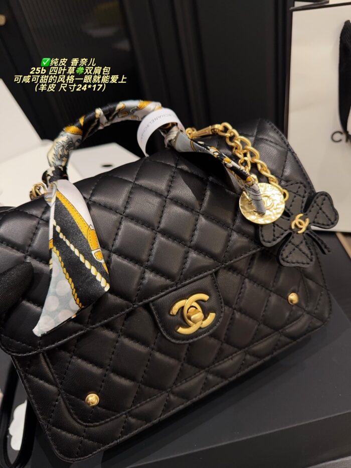 Chanel 25B Four-Leaf Clover Lambskin Backpack Stunningly Practical Versatile Style - Image 9