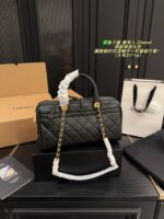 Chanel Bowling Bag: Caviar-Patterned, Puffed Silhouette, Detachable Chain Strap, Versatile Crossbody/Handheld, Generous Capacity - Image 8