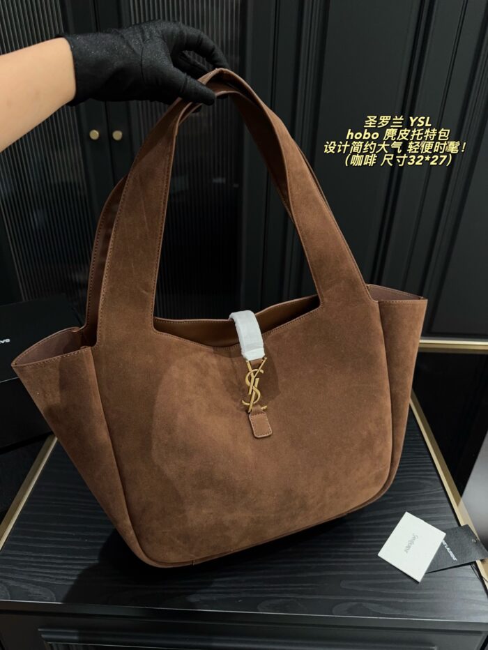 Yves Saint Laurent Hobo Suede Tote Bag Minimalist And Sophisticated, Lightweight And Stylish Spacious Capacity, Essential For Daily Commuting - Image 3