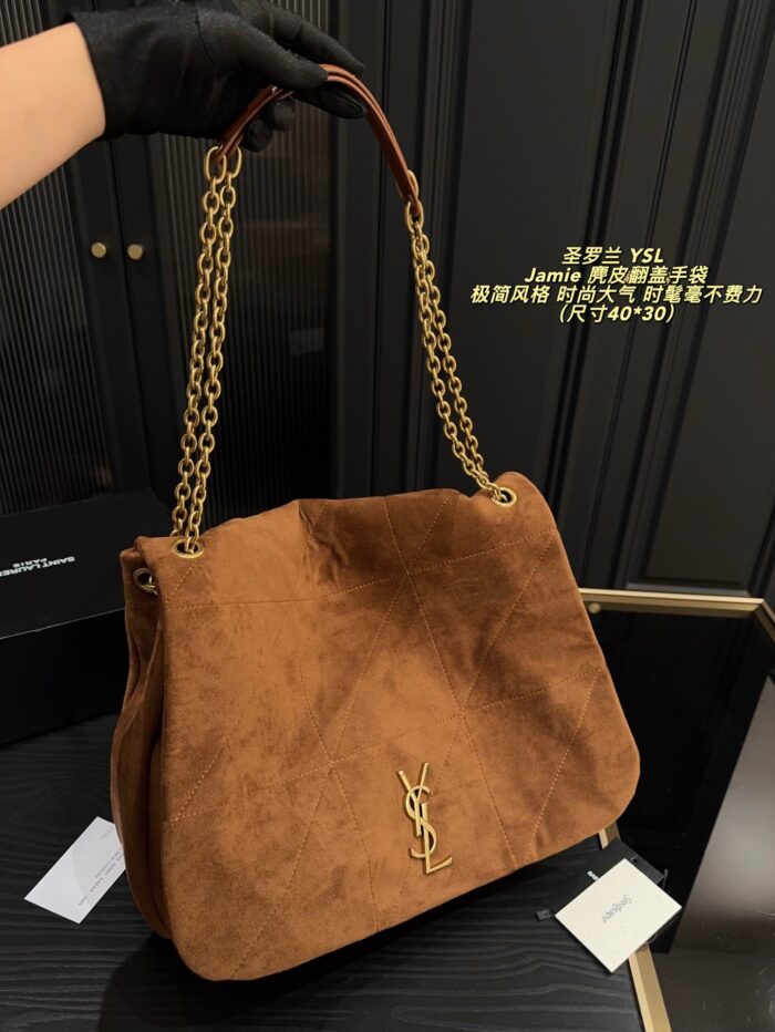Yves Saint Laurent Jamie Suede Flap Bag Minimalist Style Leather-Chain Combination Lightweight And Shoulder-Friendly - Image 2