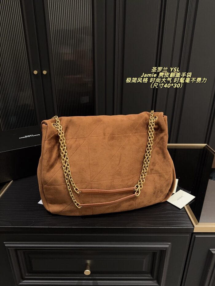 Yves Saint Laurent Jamie Suede Flap Bag Minimalist Style Leather-Chain Combination Lightweight And Shoulder-Friendly - Image 3
