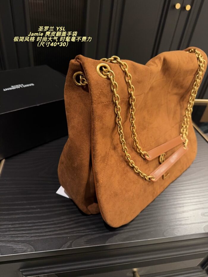 Yves Saint Laurent Jamie Suede Flap Bag Minimalist Style Leather-Chain Combination Lightweight And Shoulder-Friendly - Image 4