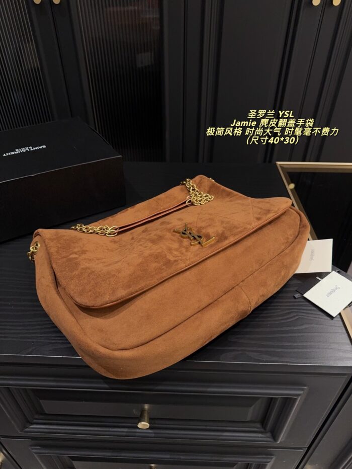 Yves Saint Laurent Jamie Suede Flap Bag Minimalist Style Leather-Chain Combination Lightweight And Shoulder-Friendly - Image 7