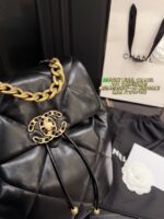 Chanel 24C 19 Series Black Backpack - Lambskin Diamond Quilting, Chain Straps, Generous Capacity - Image 6