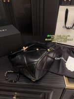 Chanel 24C 19 Series Black Backpack - Lambskin Diamond Quilting, Chain Straps, Generous Capacity - Image 7