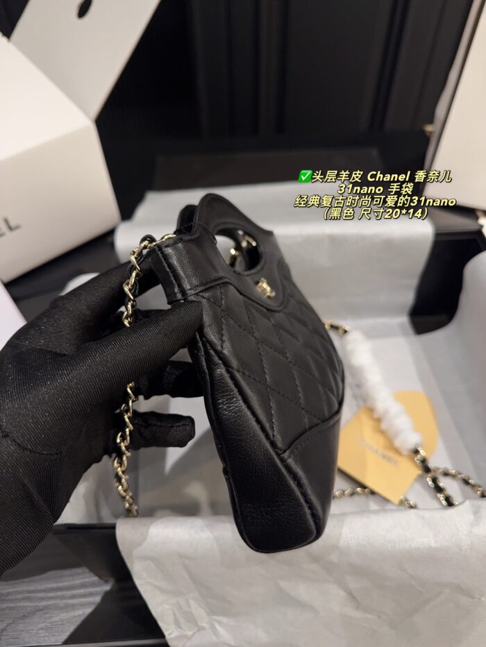 Chanel 31 Nano Handbag Classic Vintage Charm, Adorable Design Black And Gold Colourway Can Be Carried By Hand Or Worn Crossbody - Image 4