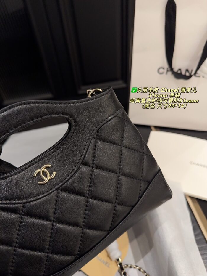 Chanel 31 Nano Handbag Classic Vintage Charm, Adorable Design Black And Gold Colourway Can Be Carried By Hand Or Worn Crossbody - Image 9
