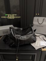 Balenciaga Underarm Motorcycle Bag Heavy Metal Punk Style Full Grain Leather Adjustable Shoulder Strap Suitable For Daily Use - Image 2