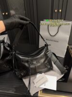 Balenciaga Underarm Motorcycle Bag Heavy Metal Punk Style Full Grain Leather Adjustable Shoulder Strap Suitable For Daily Use - Image 3