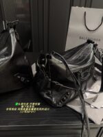 Balenciaga Underarm Motorcycle Bag Heavy Metal Punk Style Full Grain Leather Adjustable Shoulder Strap Suitable For Daily Use - Image 4