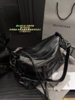 Balenciaga Underarm Motorcycle Bag Heavy Metal Punk Style Full Grain Leather Adjustable Shoulder Strap Suitable For Daily Use - Image 9