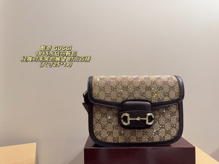 Gucci 1955 Crystal-Studded Saddle Bag Timeless Versatility Stylish And Edgy When Worn - Image 1